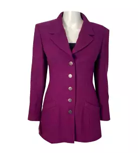 97A, 1997 Fall Chanel Vintage Merlot Jacket Blazer FR 40 US 4