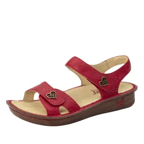 Alegria Womens Vienna Roman Candle Backstrap Sandal- Coral Red