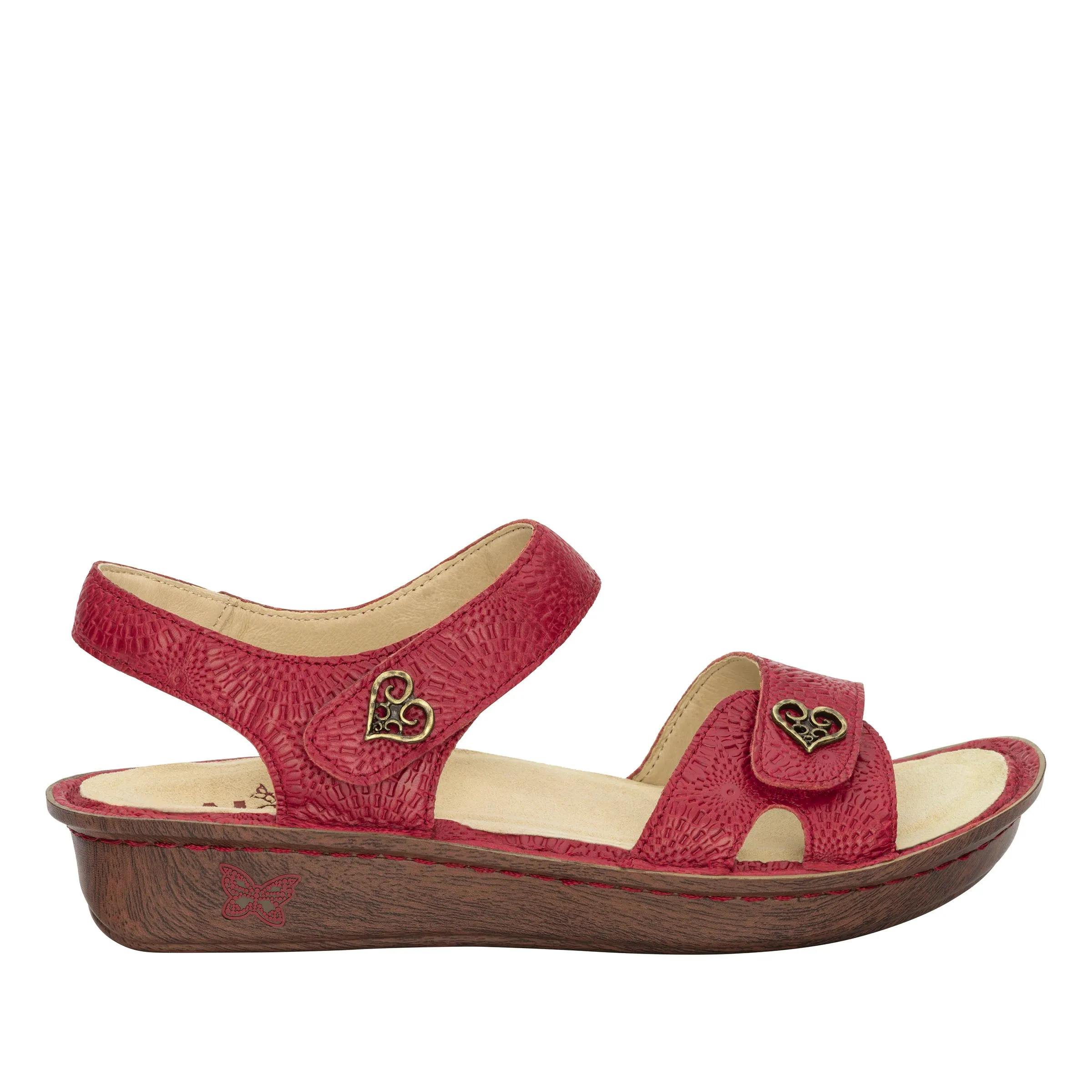 Alegria Womens Vienna Roman Candle Backstrap Sandal- Coral Red