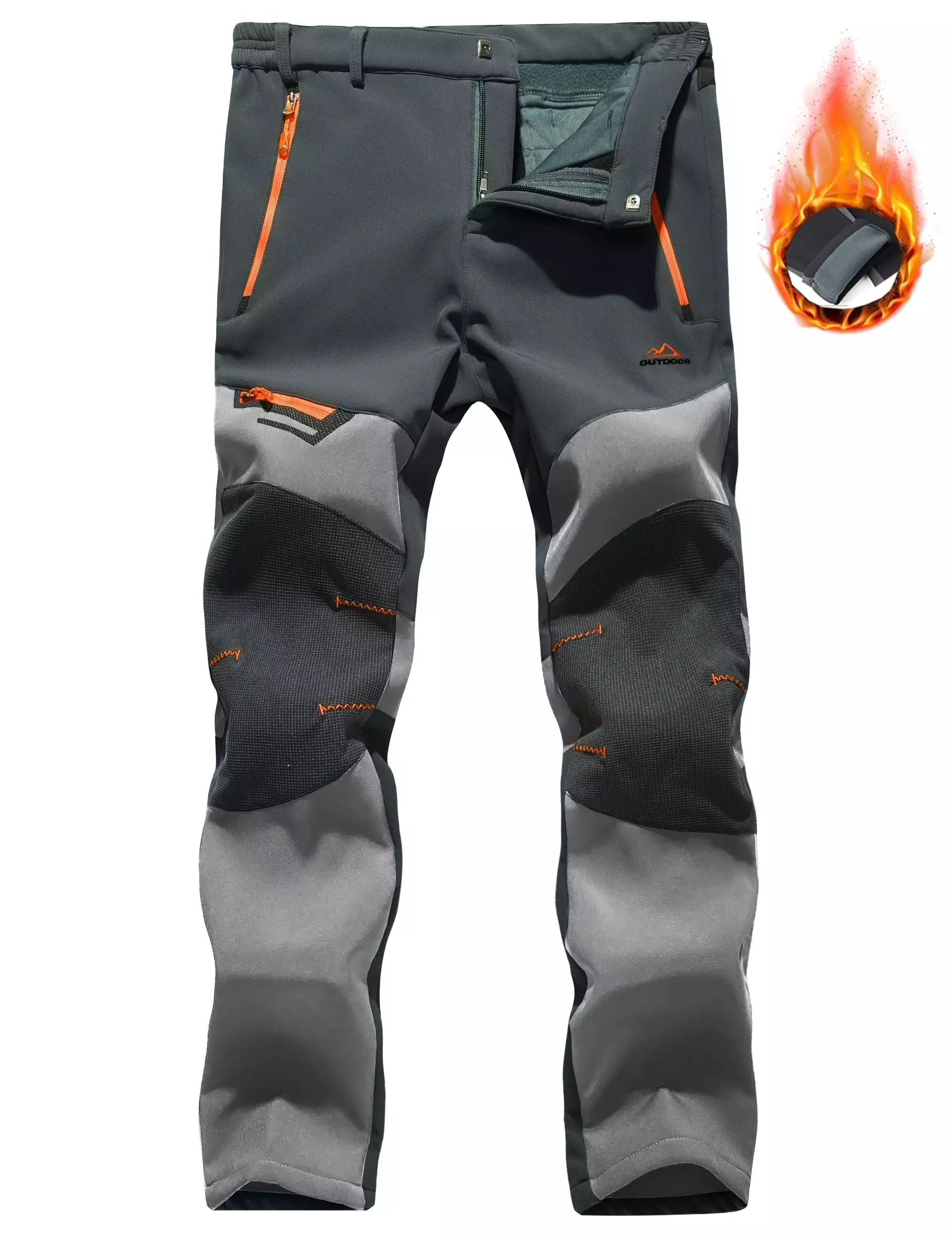 All Season Breathable Mens Tactical Pants Fishing Hiking Camping Waterproof No Fleece Pants Zipper Pocket Casual Trousers