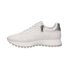 BAGATT Leather White/Silver Trim Trainer