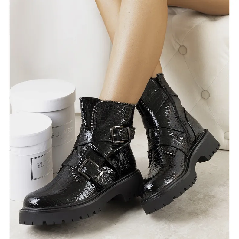 Black patent Helia boots