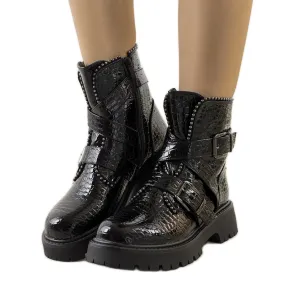 Black patent Helia boots