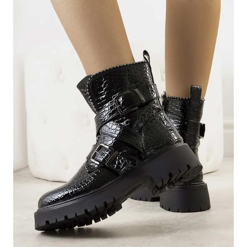 Black patent Helia boots