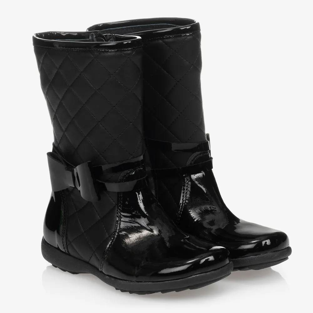 Black Quilted Leather Boots 