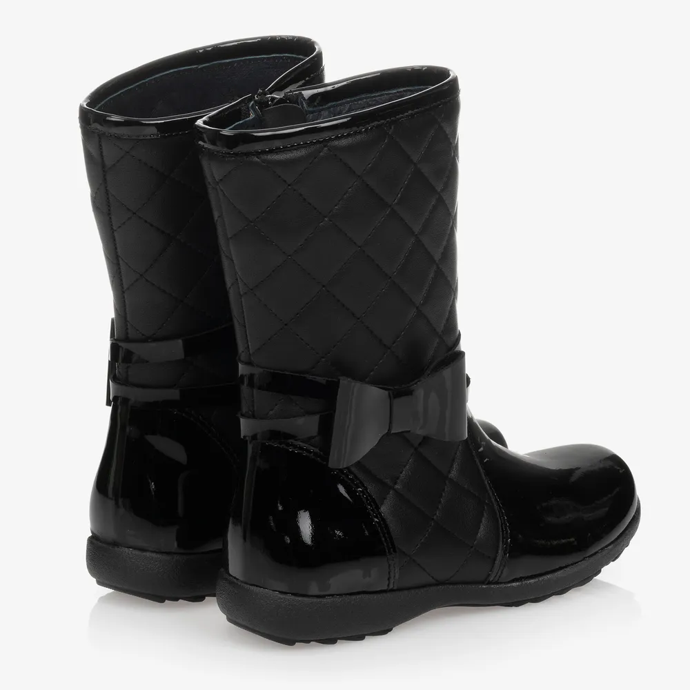 Black Quilted Leather Boots 