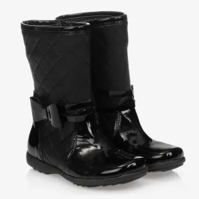 Black Quilted Leather Boots 