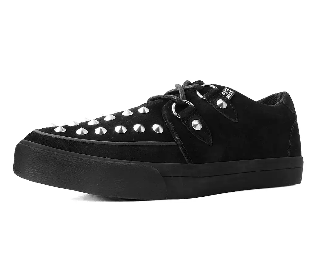 Black Suede Studded D-Ring Sneaker