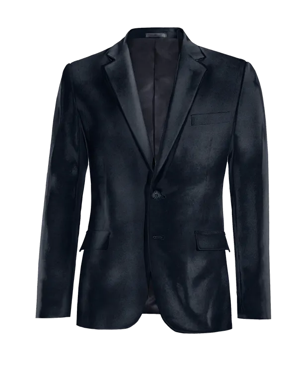  Blazer azul marino de terciopelo slim fit