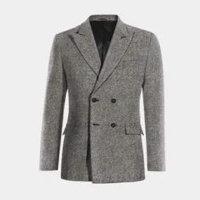  Blazer cruzada gris claro de donegal tweed