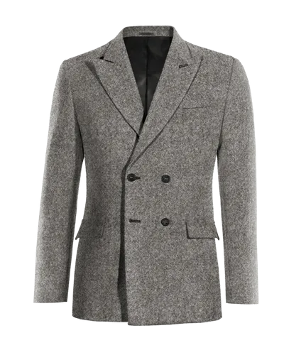  Blazer cruzada gris claro de donegal tweed