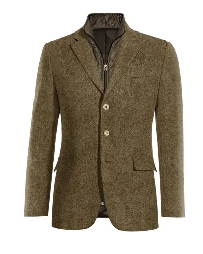  Blazer marrón de donegal tweed esencial de 3 botones