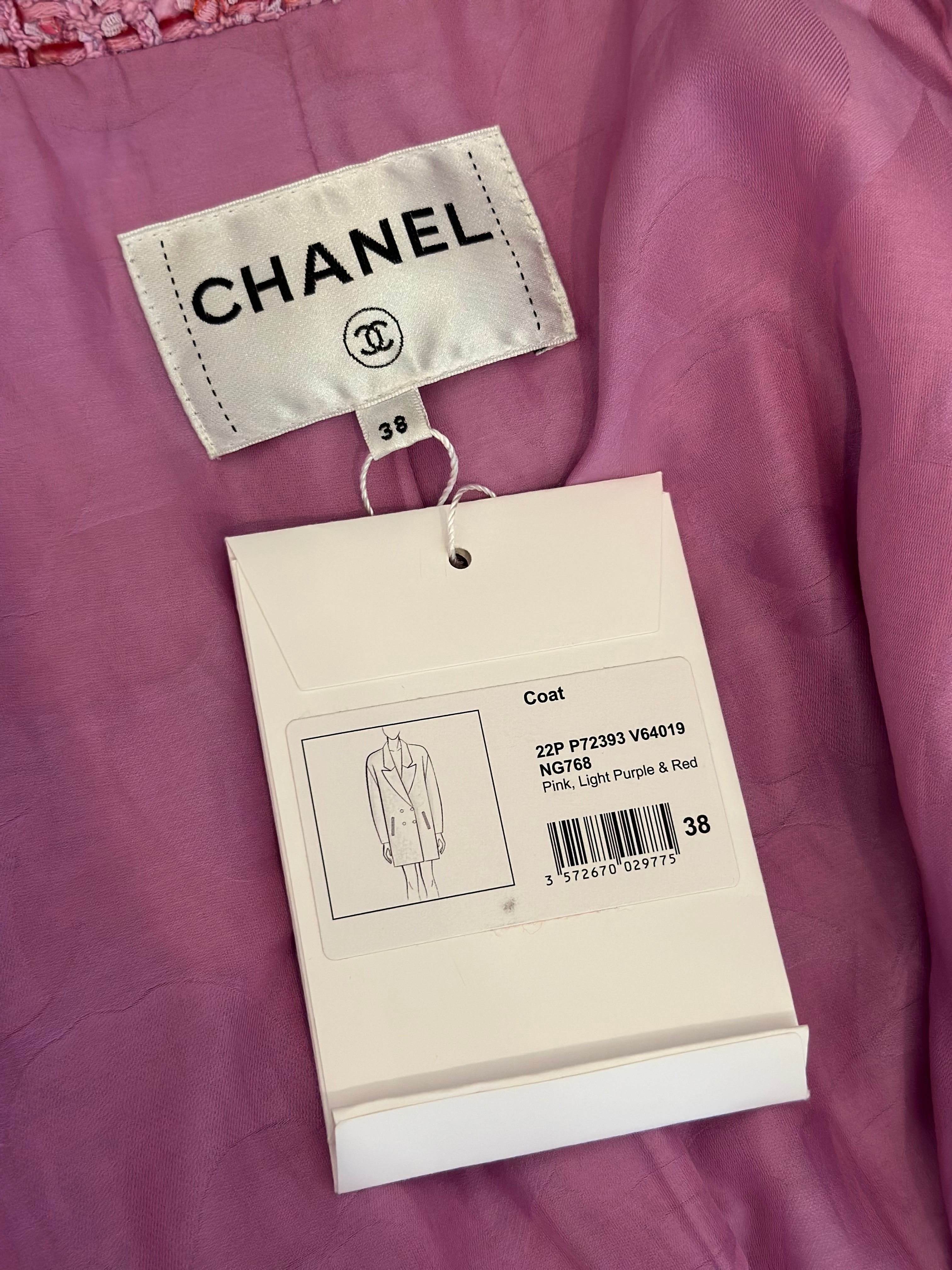 CHANEL - Oversize Coat tweed pink size 38 FR