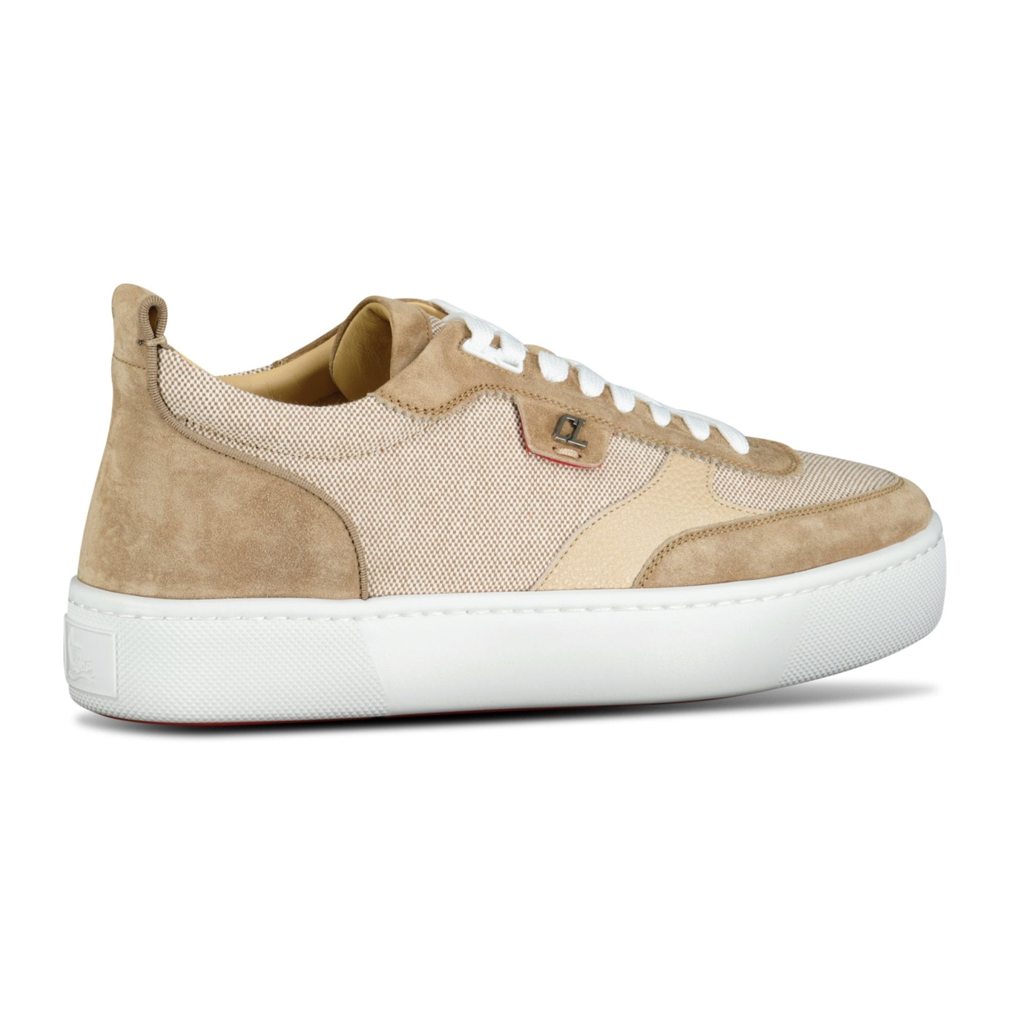 CHRISTIAN LOUBOUTIN HAPPY RUI FLAT TRAINERS LIGHT BEIGE BROWN