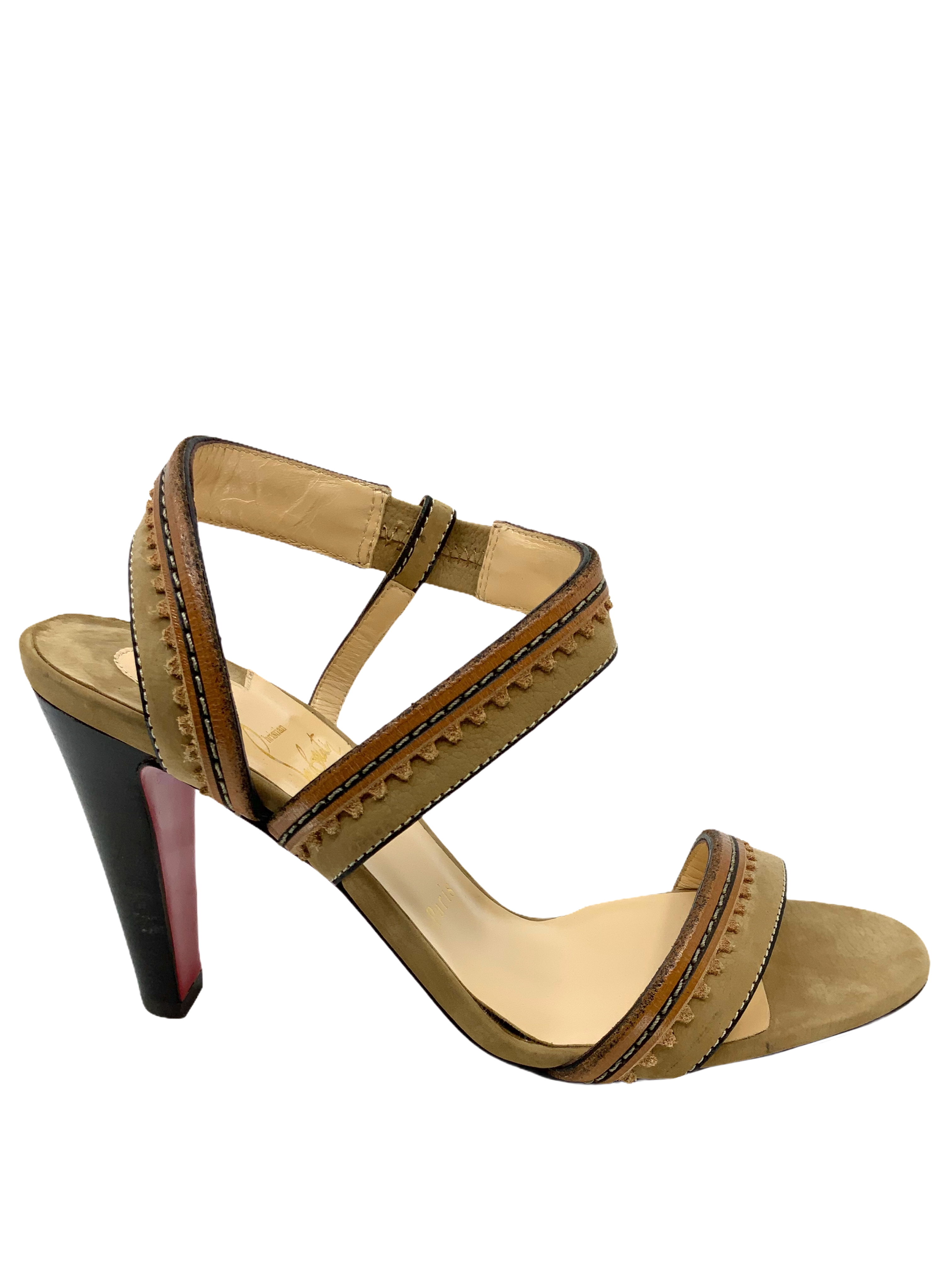 Christian Louboutin Textured Suede Strappy Sandal Size 9 NEW