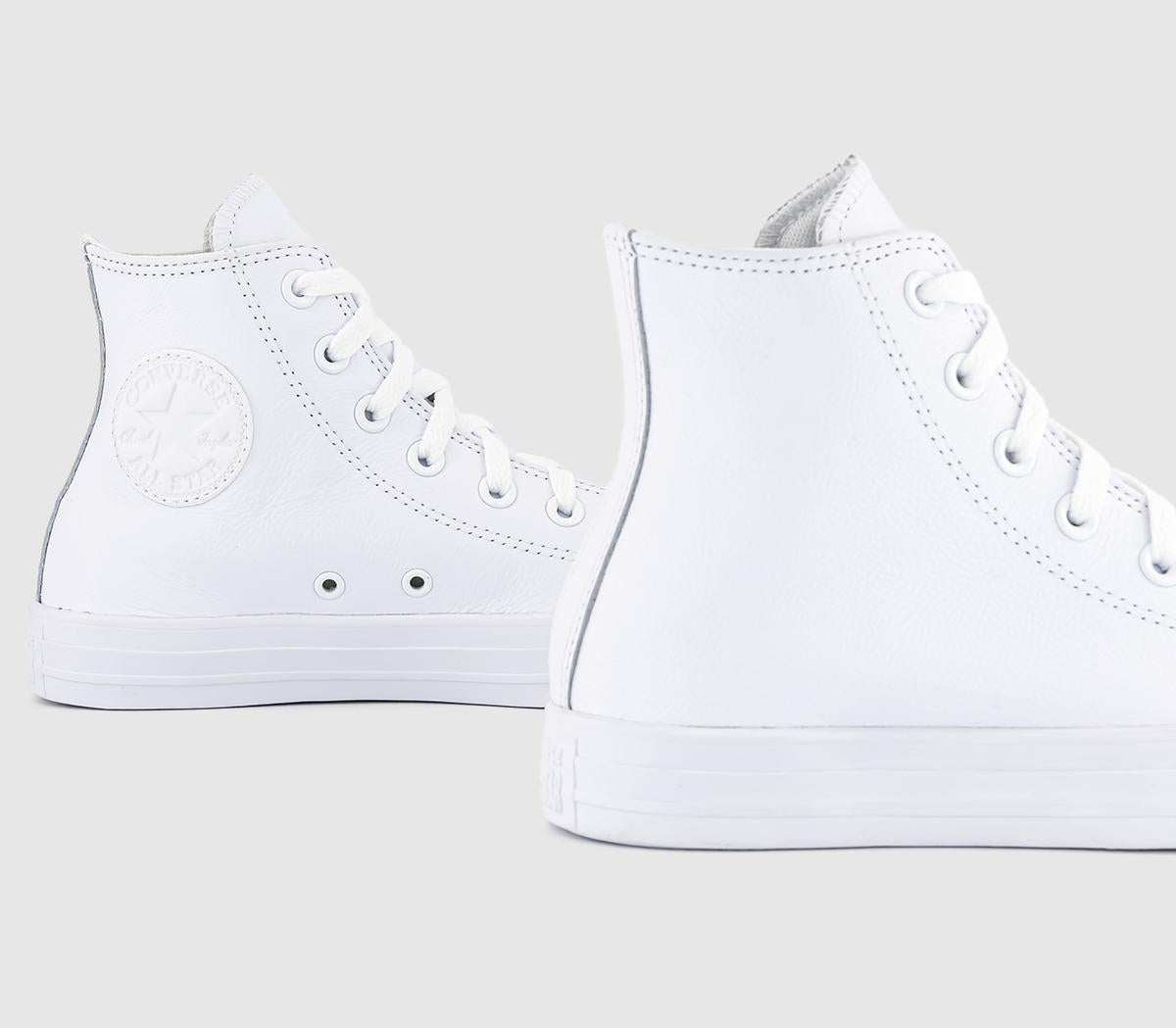 Converse All Star Hi Leather White Mono Leather Trainers