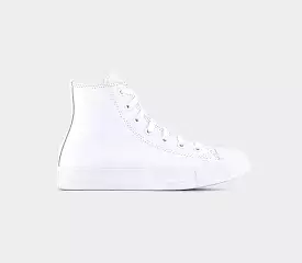 Converse All Star Hi Leather White Mono Leather Trainers