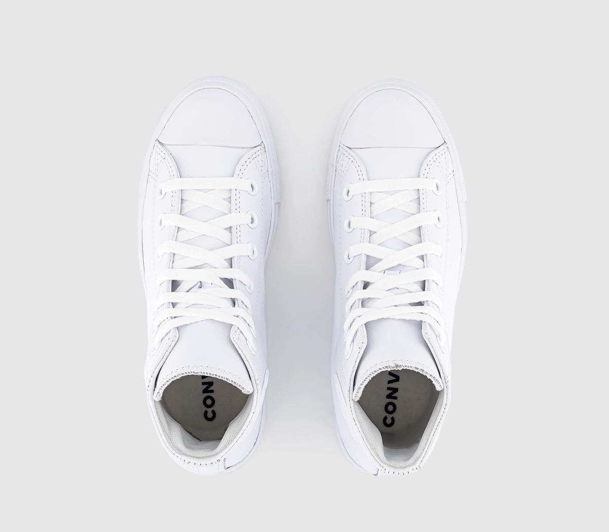 Converse All Star Hi Leather White Mono Leather Trainers