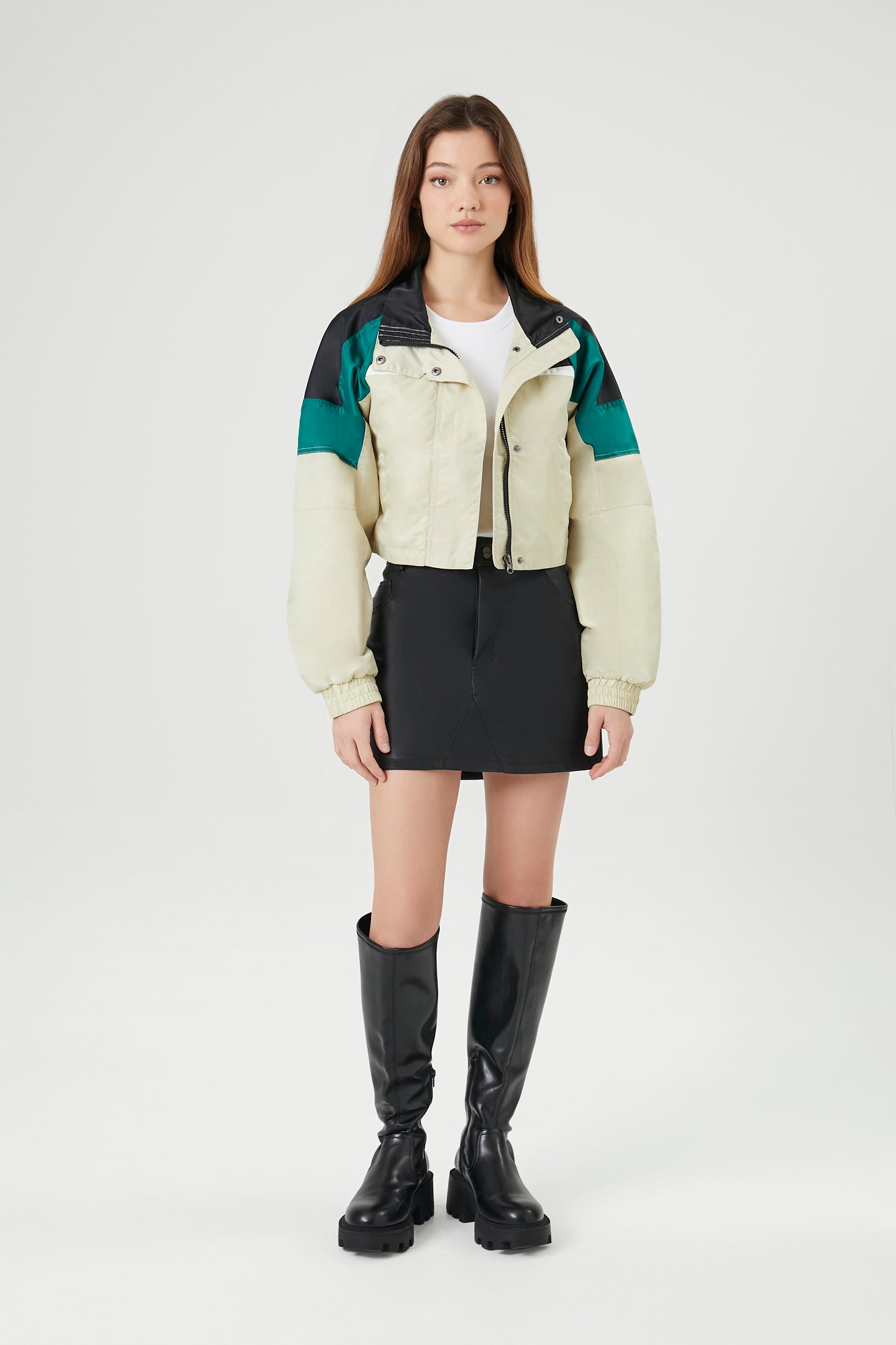 Cropped Colorblock Jacket