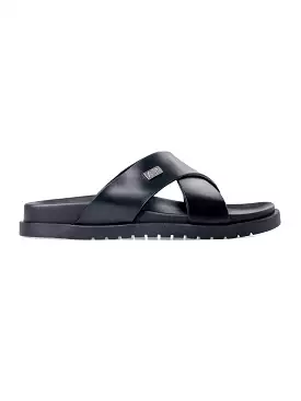 Cross Strap Riliv Sandal - Black Leather