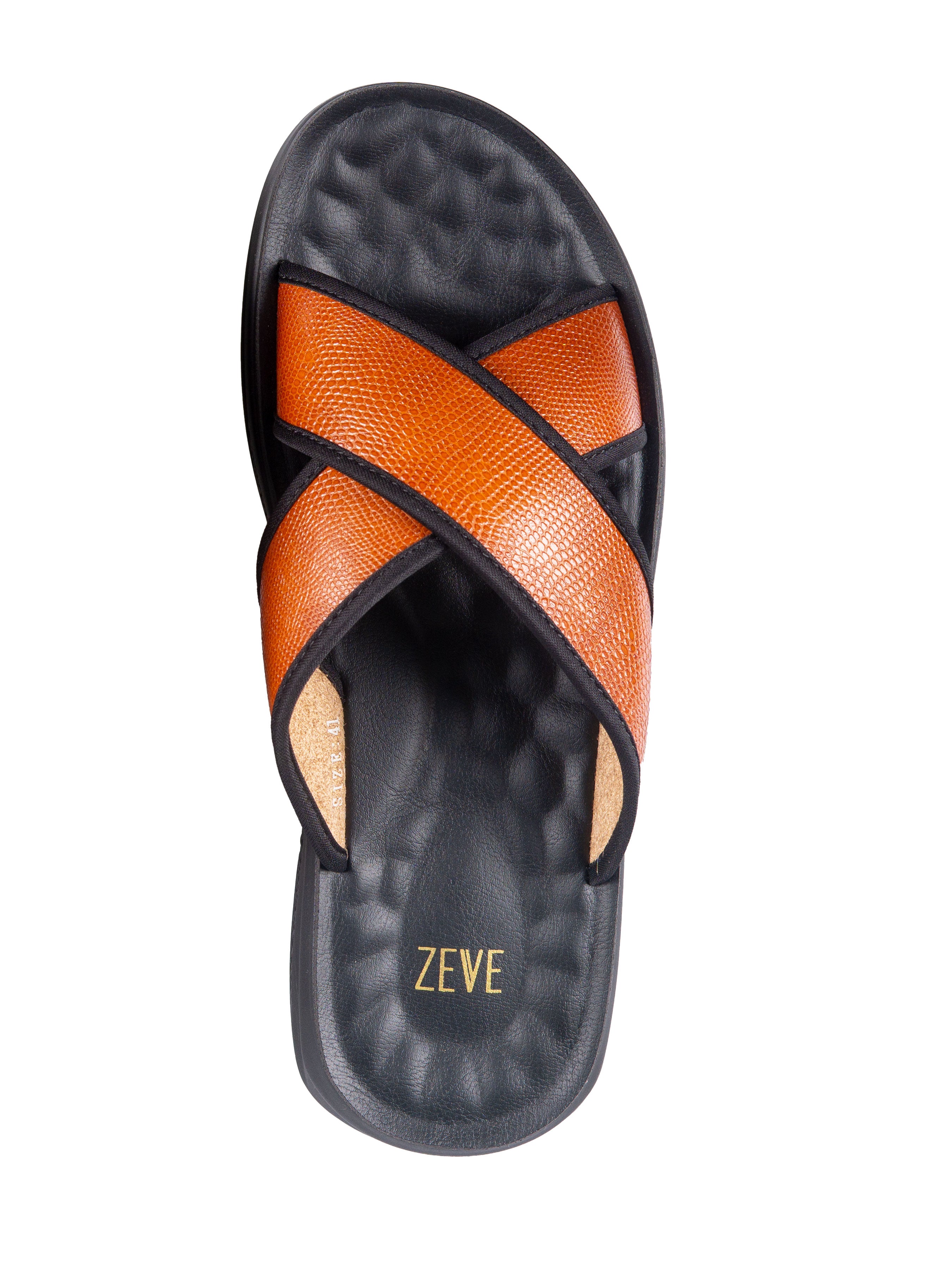 Cross Strap Sandal - Cognac Tan Phyton