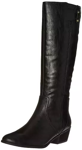 Dr. Scholl's Shoes Brilliance Black Fashion Zip Rounded Toe Mid-Heel Riding Boots