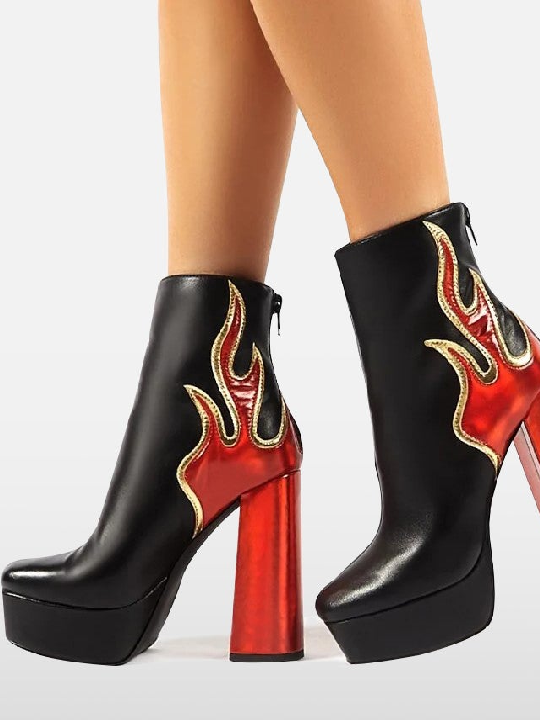 Flame Platform High Heel Ankle Boots