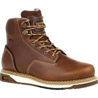 Georgia Men's AMP LT Wedge Steel Toe Waterproof Work Boot in Brown