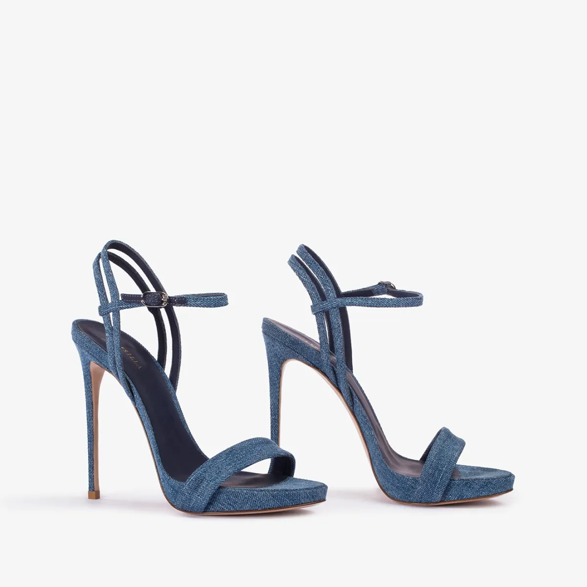 GWEN SANDAL 120 mm Blue denim sandal