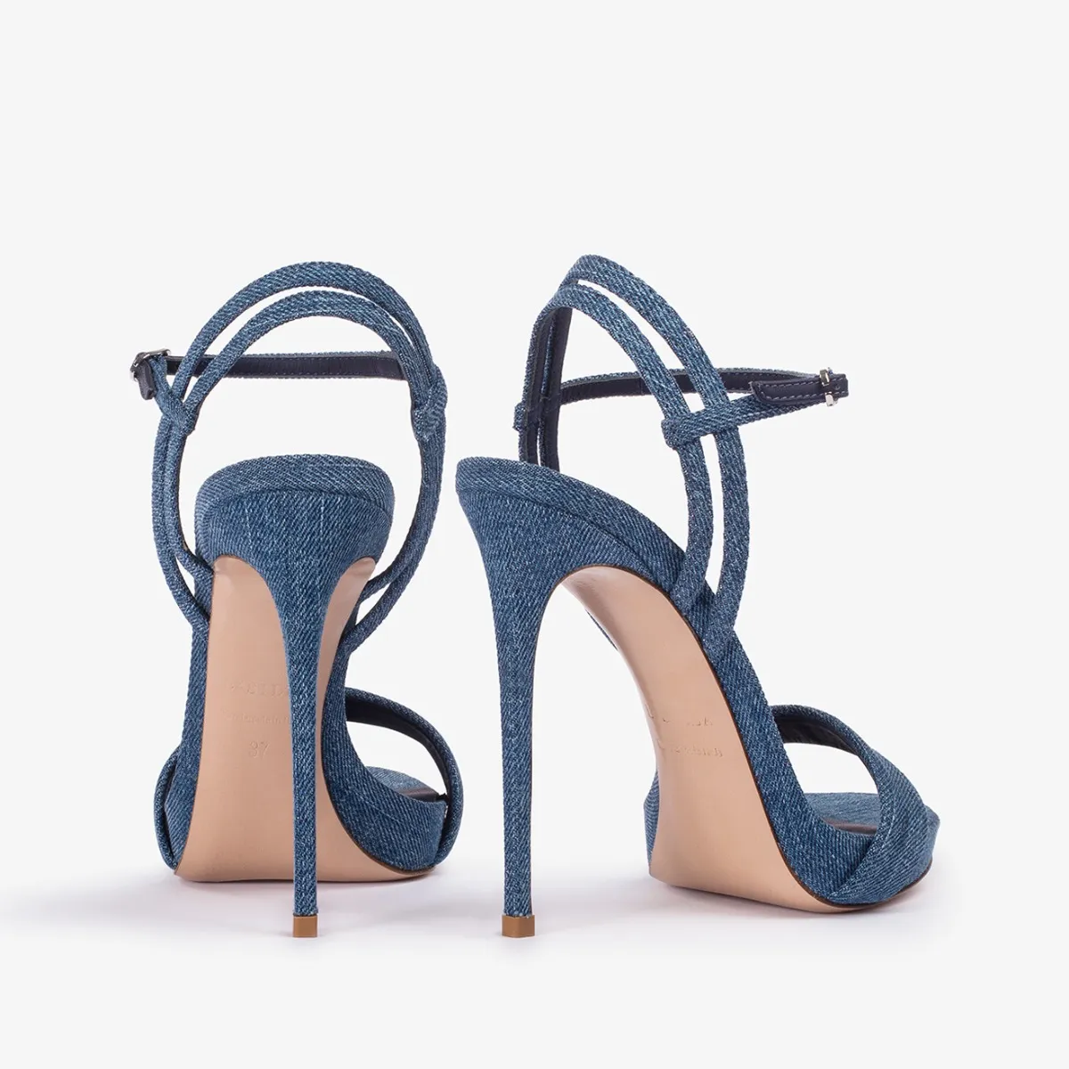 GWEN SANDAL 120 mm Blue denim sandal