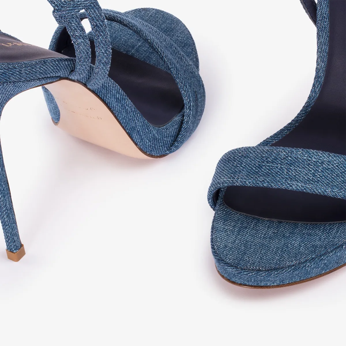 GWEN SANDAL 120 mm Blue denim sandal