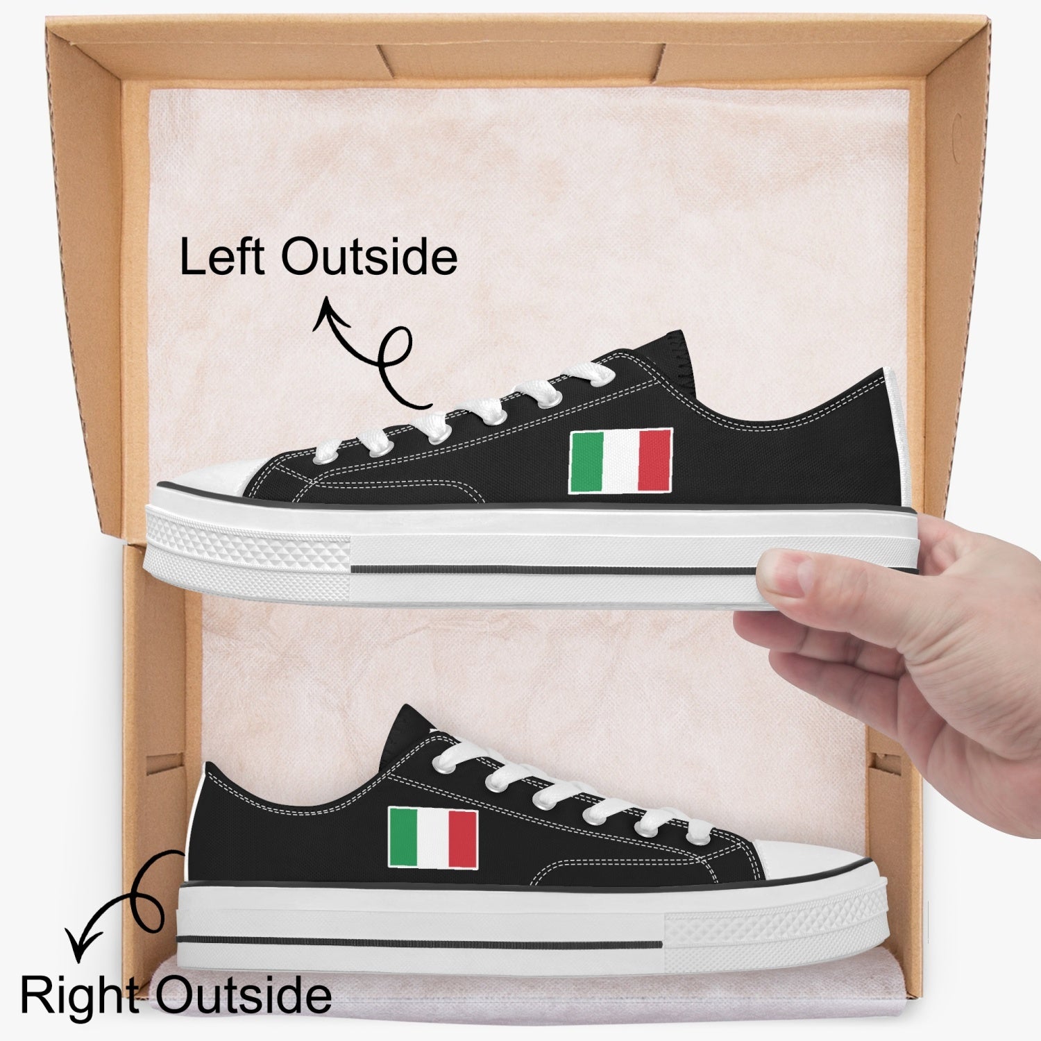 Italian Flag Low Top Shoes Sneakers