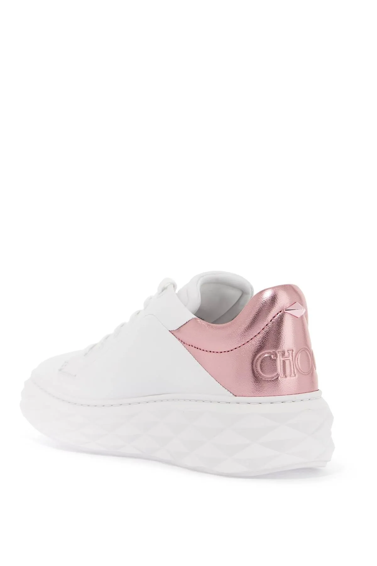 JIMMY CHOO Diamond Maxi Women’s White/Pink Metallic Sneaker