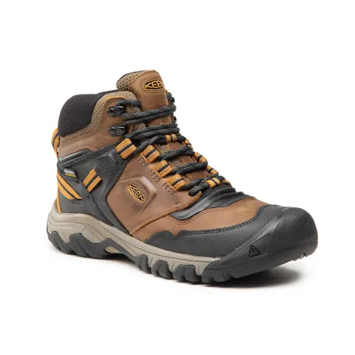 Keen Men's Ridge Flex Mid Waterproof Hiking Boot Bison/Golden Brown