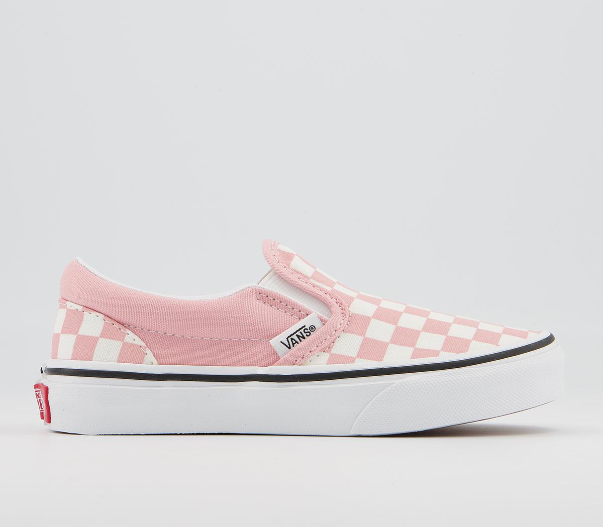 Kids Vans Classic Slip On Checkerboard Powder Pink True White