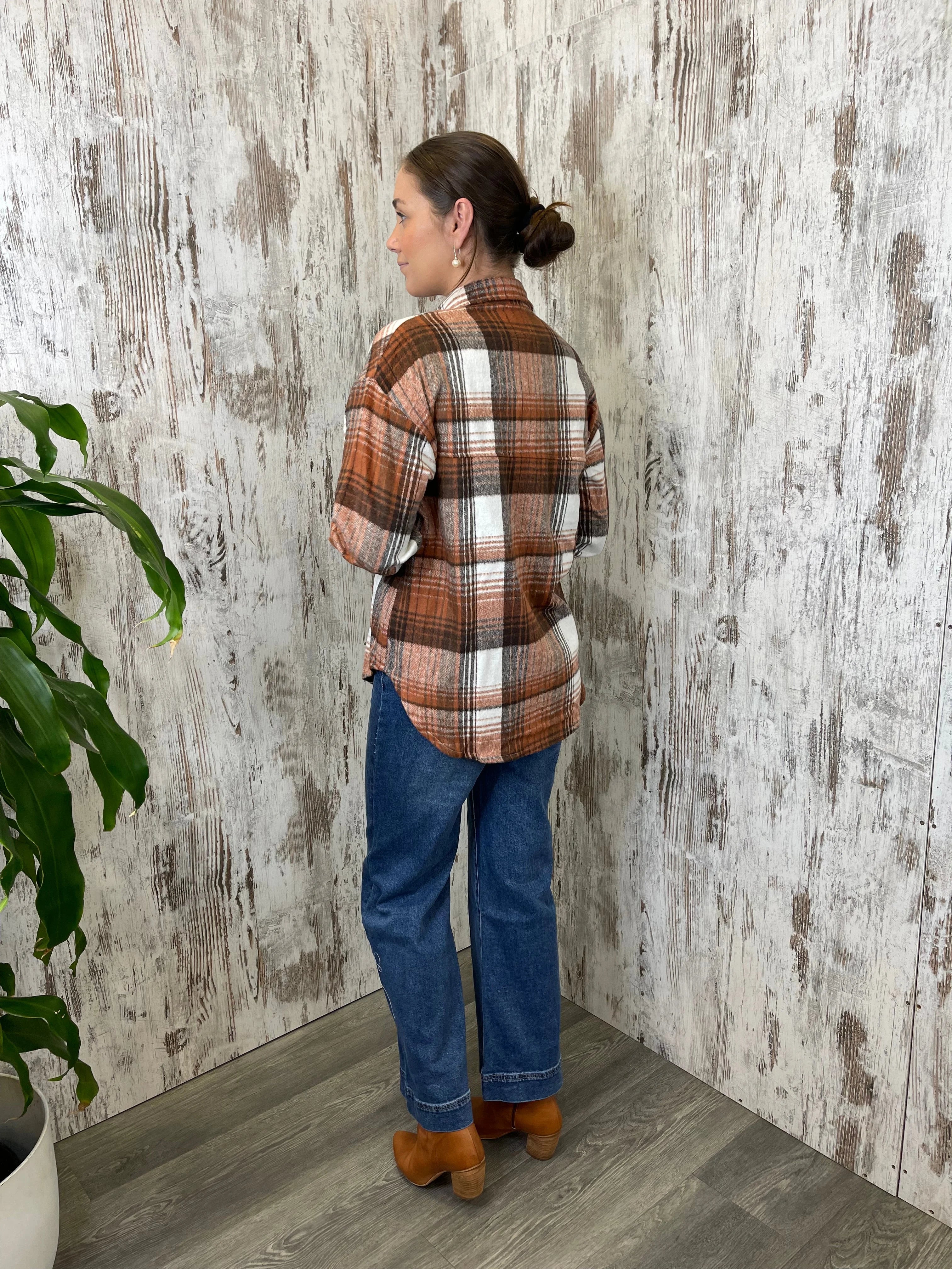 Layla Brown & Black Plaid Tartan Shacket