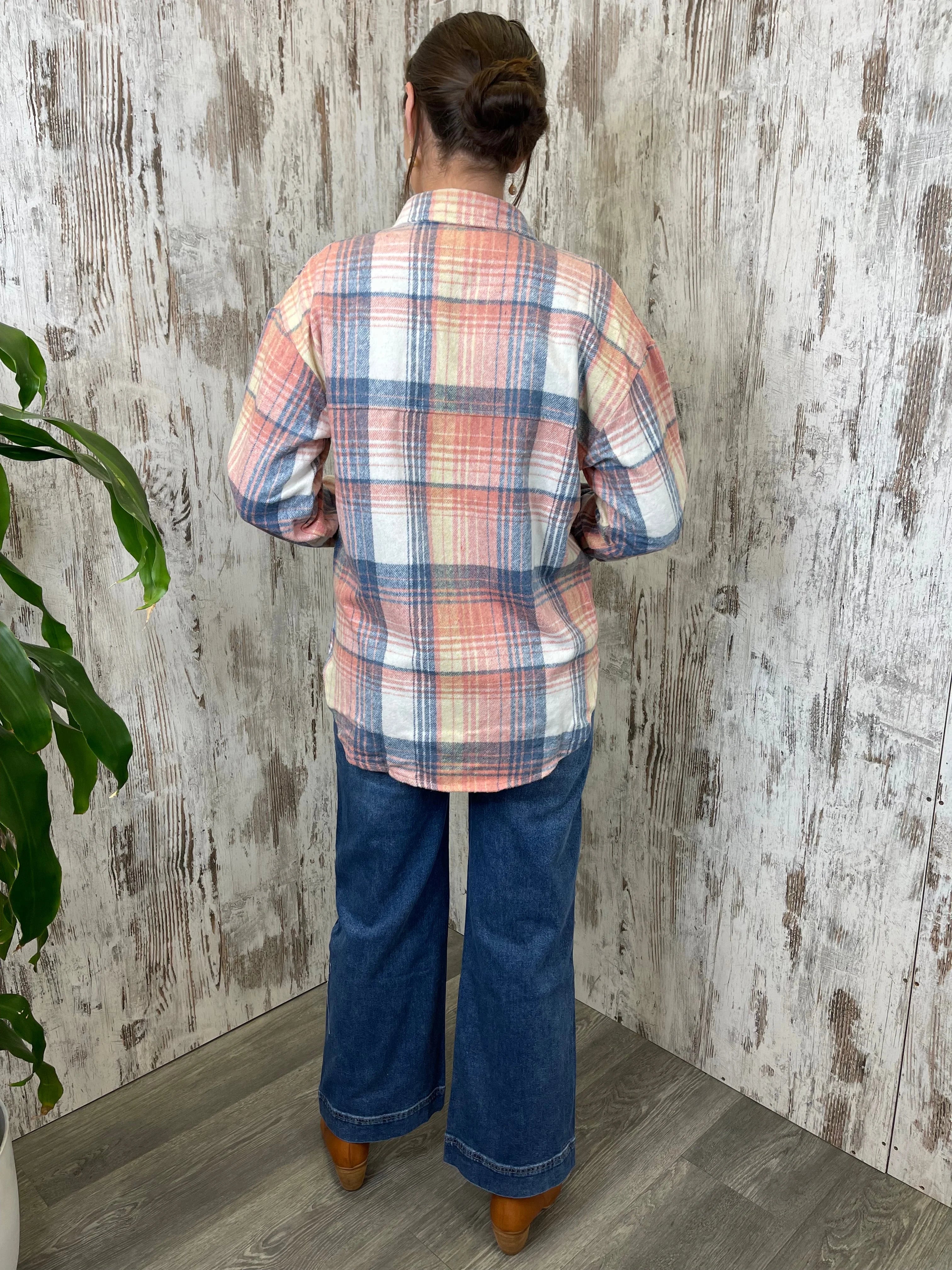 Layla Pink & Blue Plaid Tartan Shacket