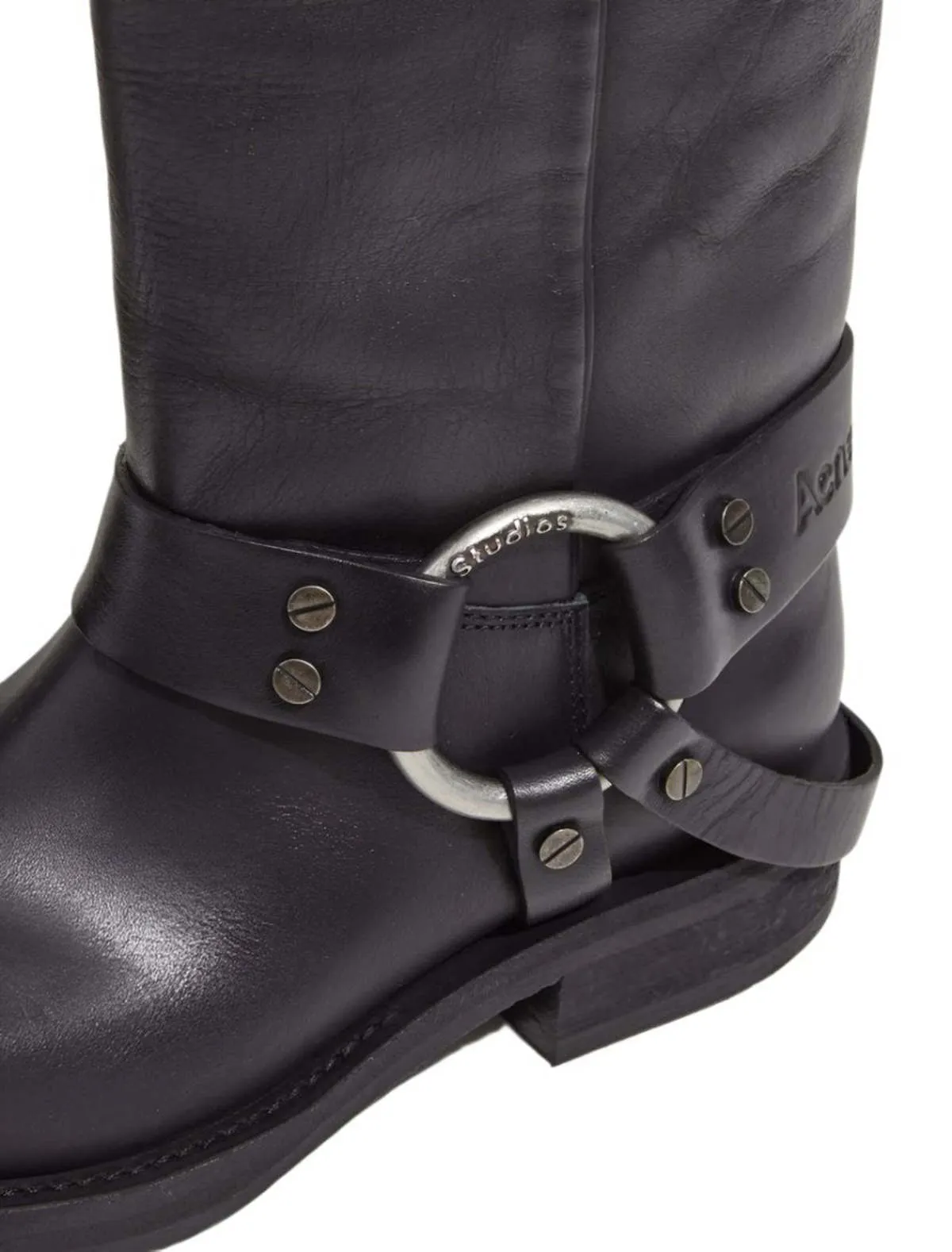 Leather Buckle Boots - Black