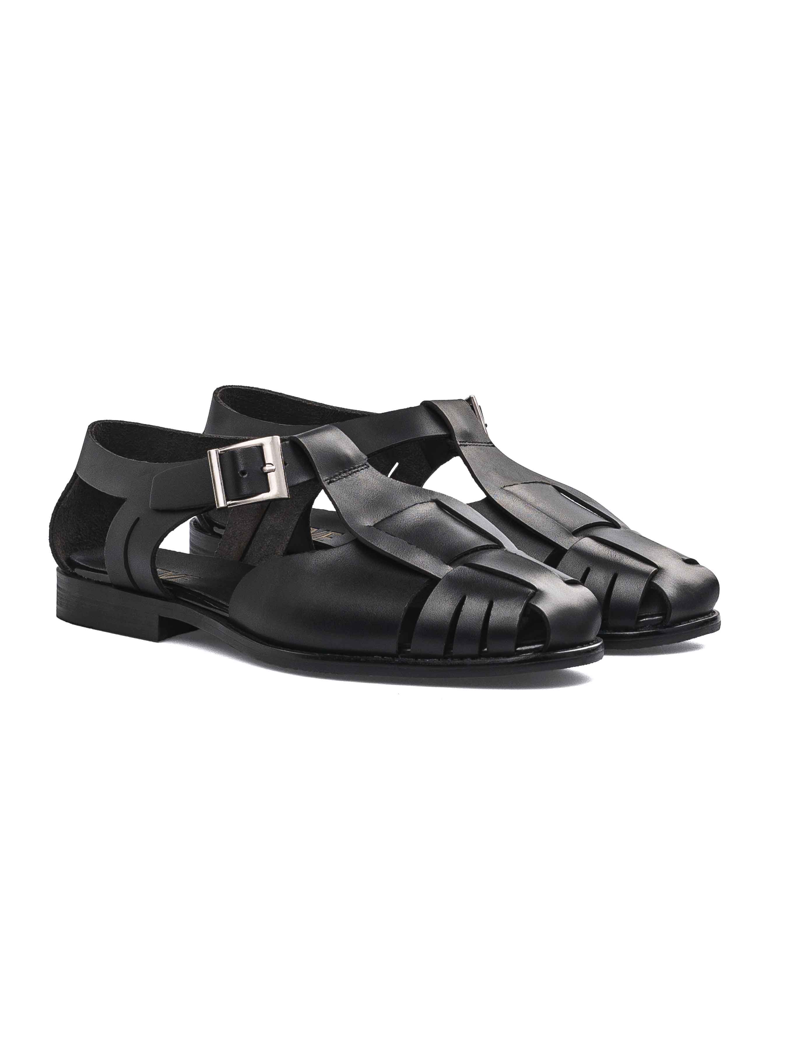 Liam Caged Sandal - Solid Black