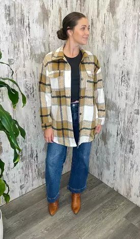 Lucy Beige & Black Plaid Tartan Shacket