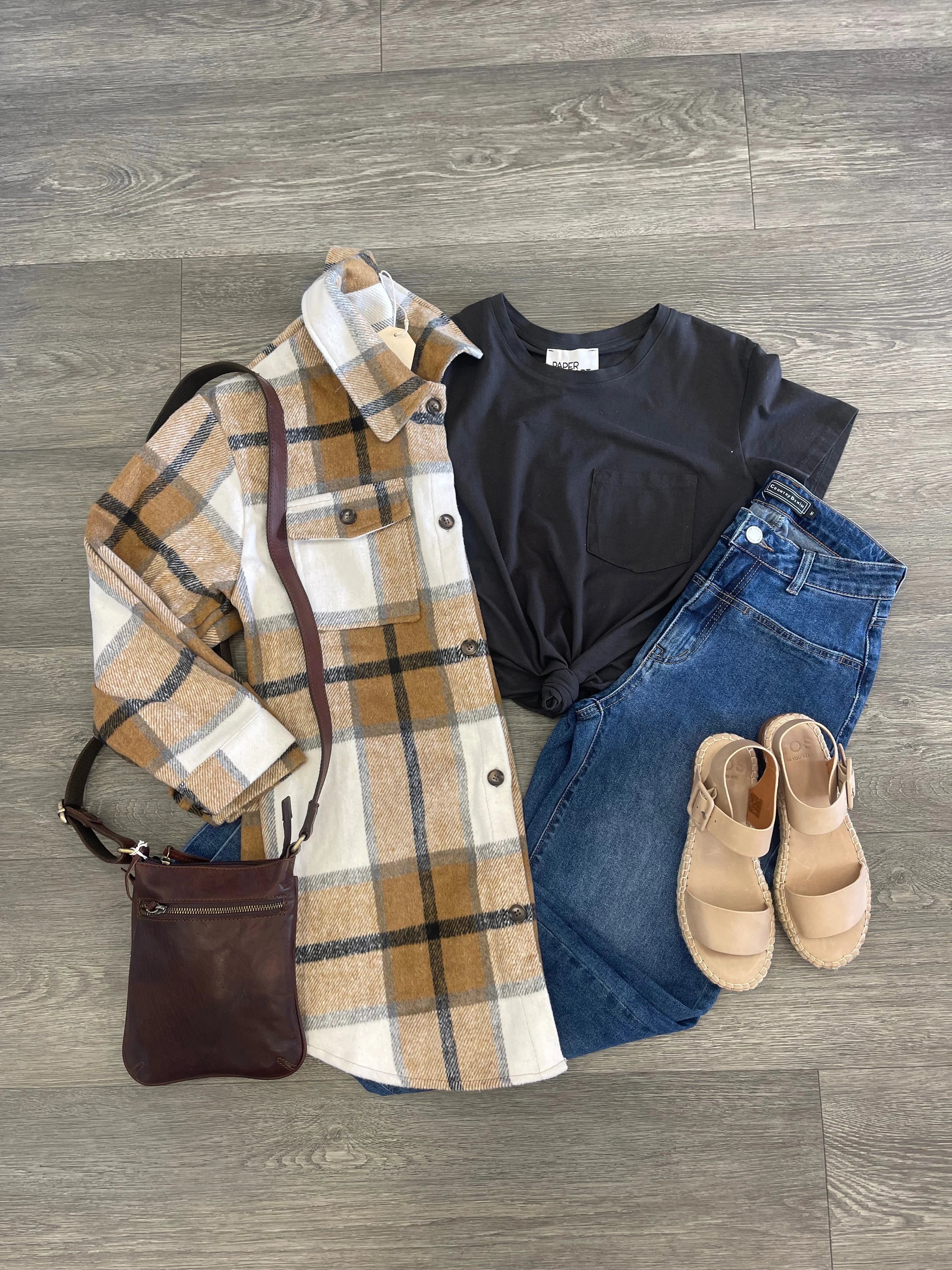 Lucy Beige & Black Plaid Tartan Shacket