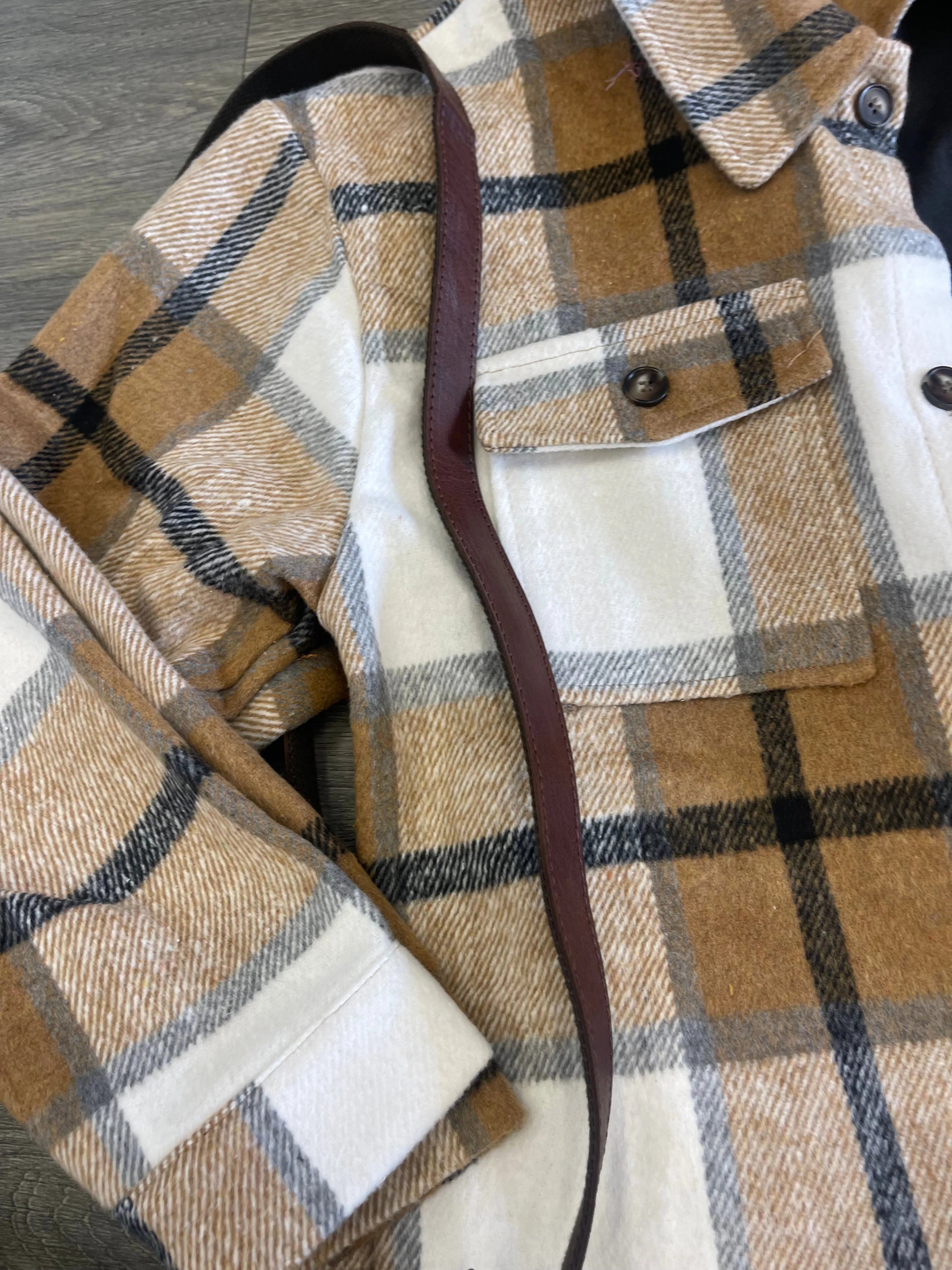 Lucy Beige & Black Plaid Tartan Shacket