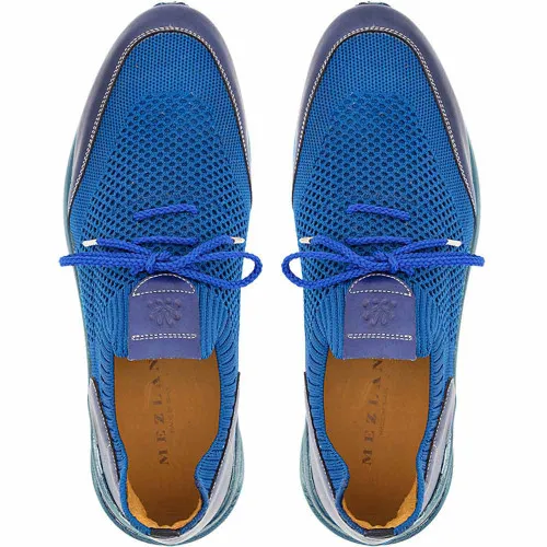 Mezlan Piedra Blue Tri-Tone Knitted Sneaker