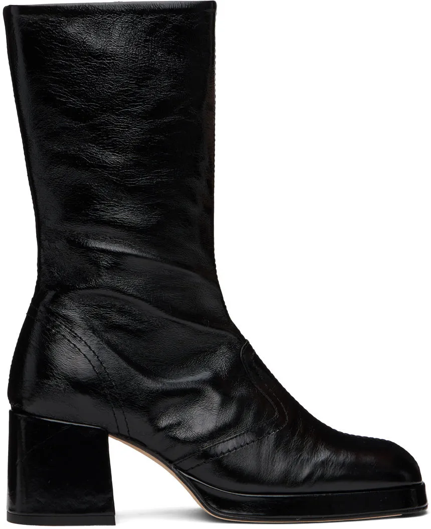 Miista Black Cass Crinkle Boots