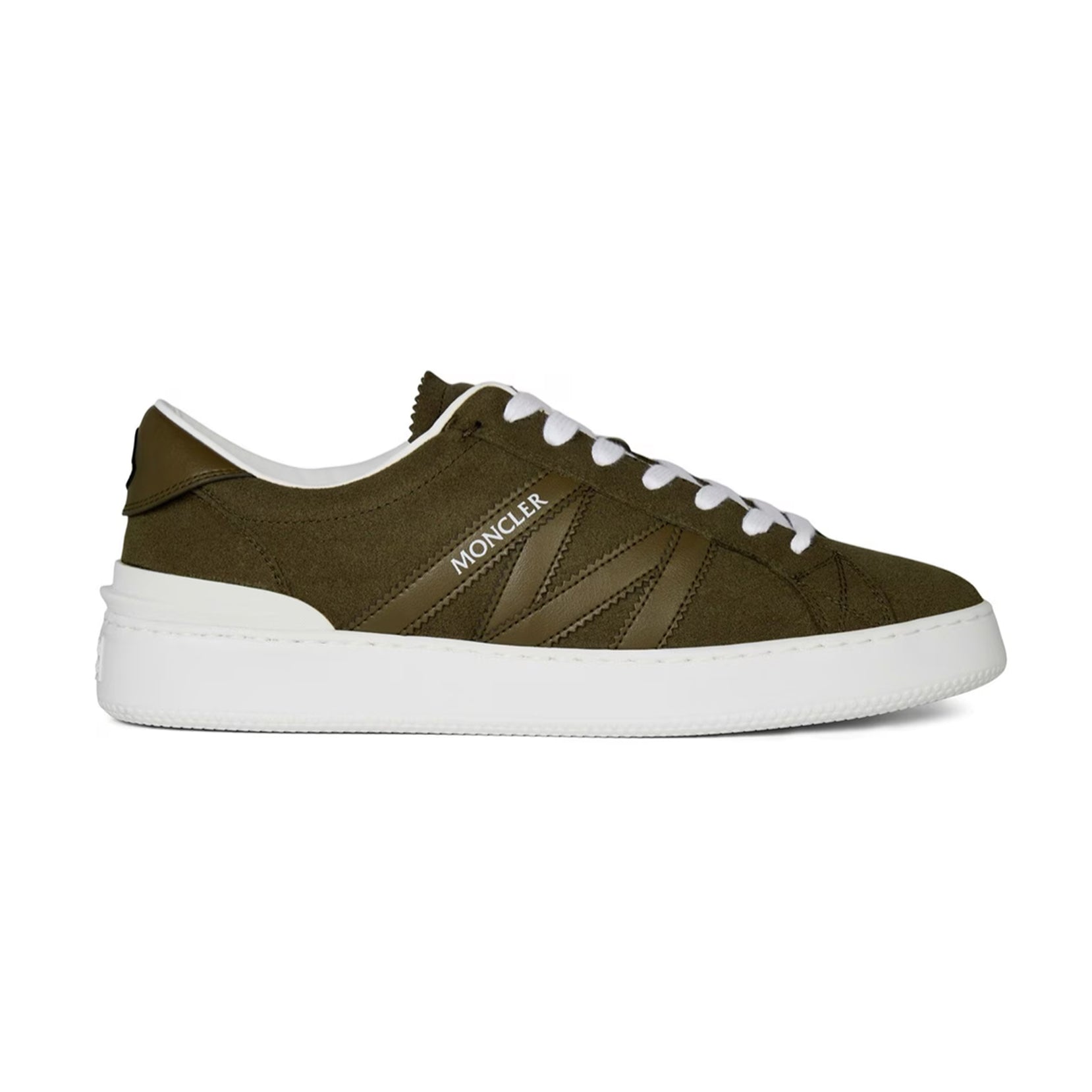 MONCLER MONACO SUEDE TRAINERS KHAKI / WHITE