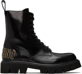 Moschino Black Combat Boots