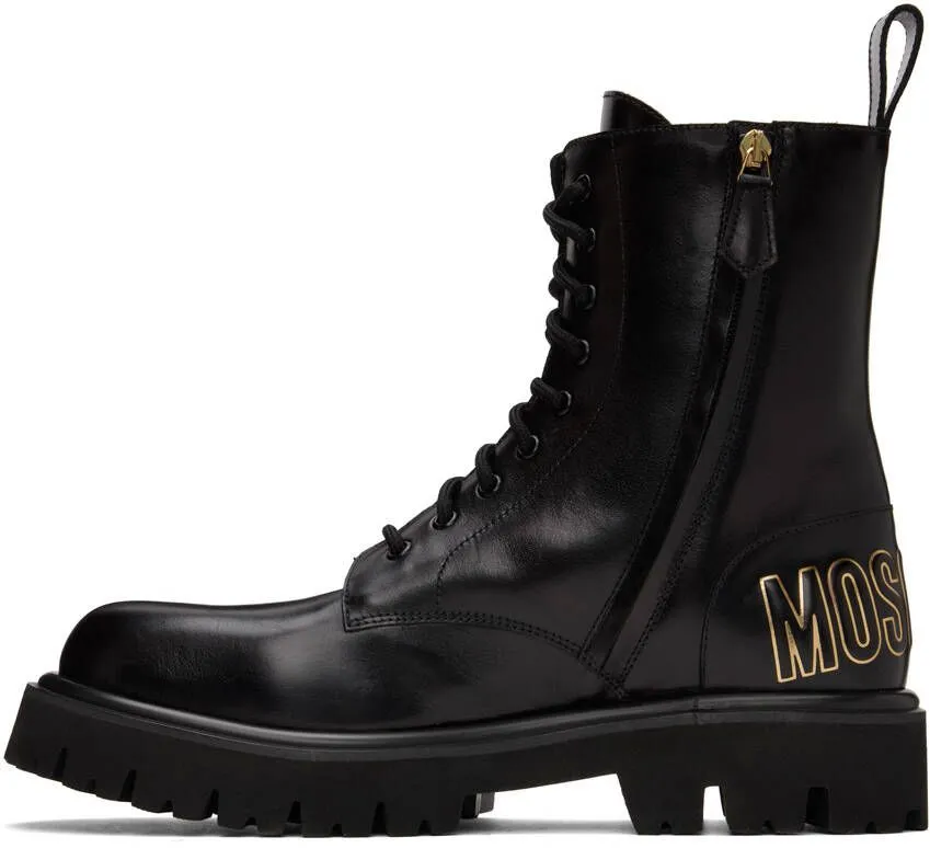 Moschino Black Combat Boots