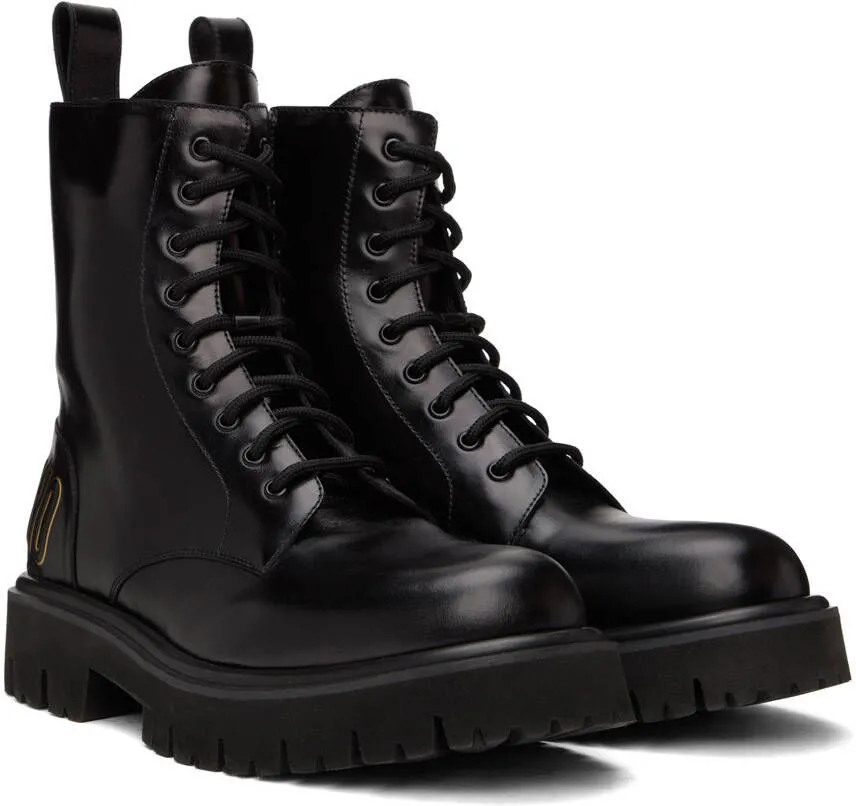 Moschino Black Combat Boots