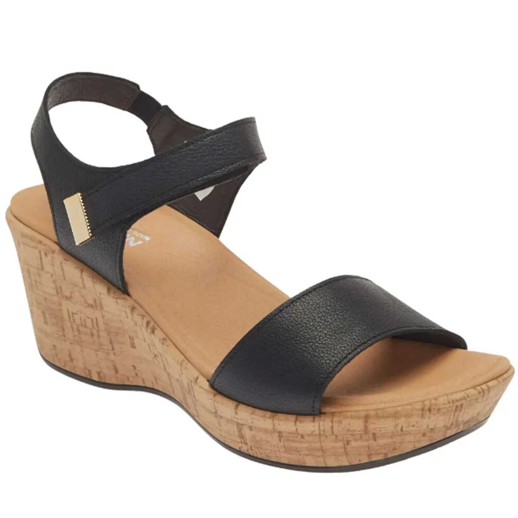 Naot Summer Wedge Sandal Soft Black Leather (Women's)