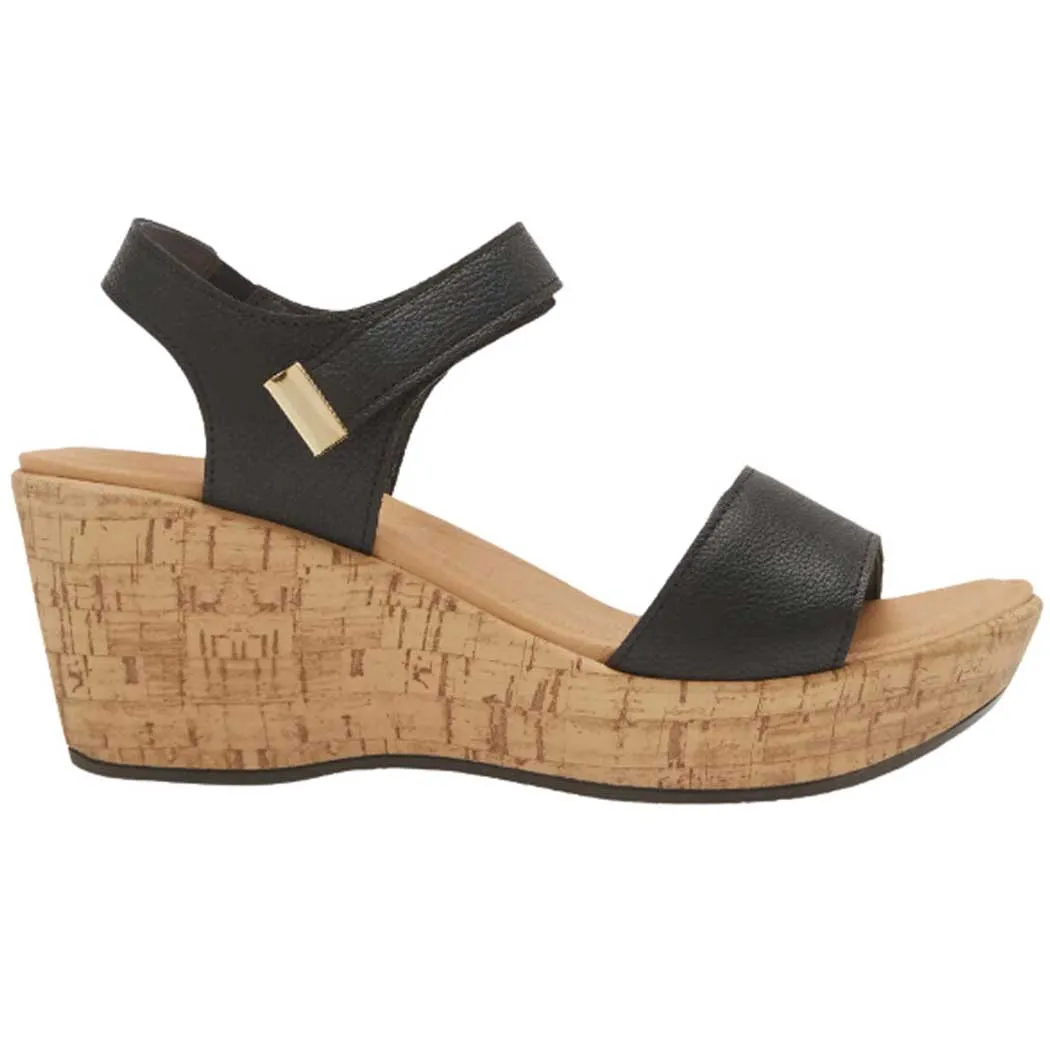 Naot Summer Wedge Sandal Soft Black Leather (Women's)